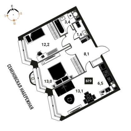 Объект по адресу Москва г, Семеновская наб, соор. 3