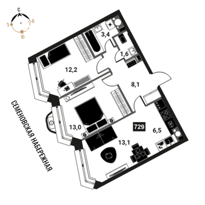 Объект по адресу Москва г, Семеновская наб, соор. 3