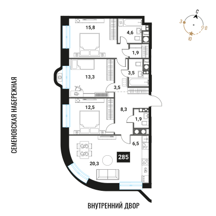Объект по адресу Москва г, Семеновская наб, д. 1