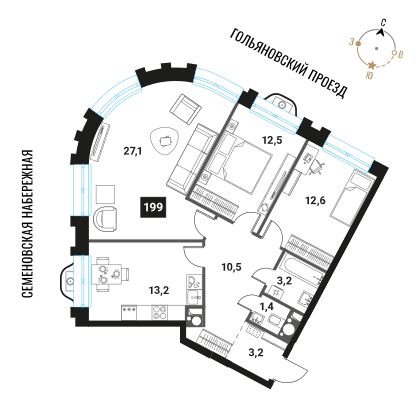 Объект по адресу Москва г, Семеновская наб, д. 1