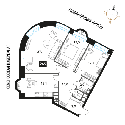 Объект по адресу Москва г, Семеновская наб, д. 1