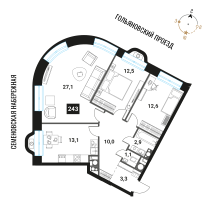 Объект по адресу Москва г, Семеновская наб, д. 1