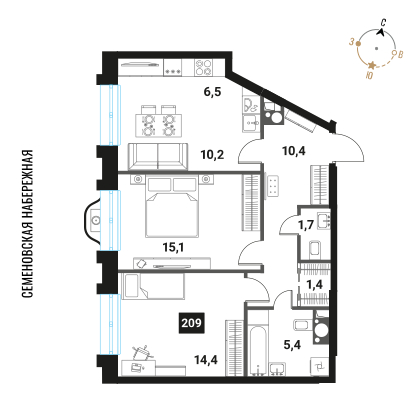 Объект по адресу Москва г, Семеновская наб, д. 1