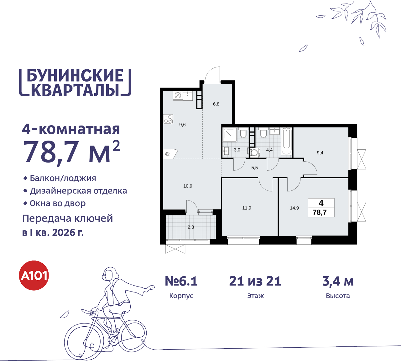 Фото квартиры по адресу Москва г, Сосенское п, Куприна пр-кт, д. 2