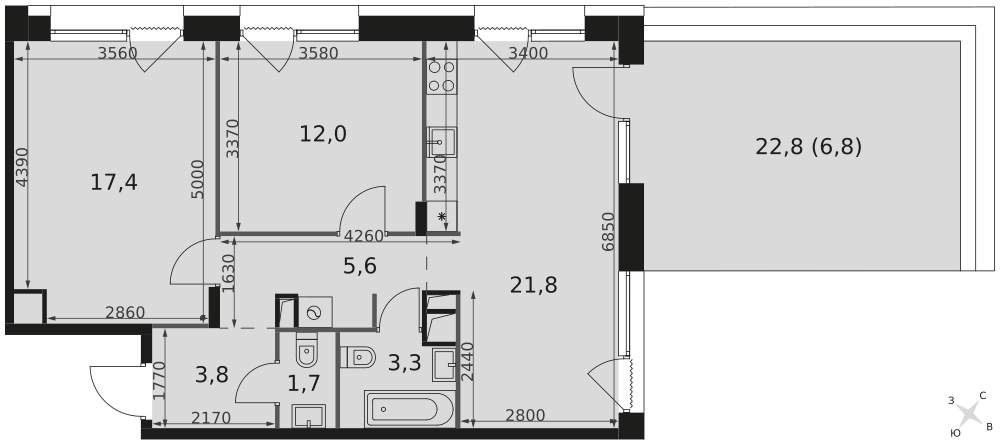 Фото квартиры по адресу Москва, Снежная улица, влд22к3 