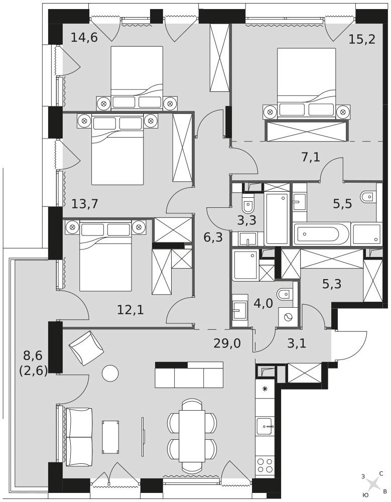 Фото квартиры по адресу Москва, Снежная улица, влд22к3 