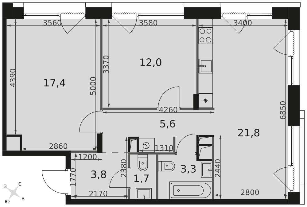 Фото квартиры по адресу Москва, Снежная улица, влд22к3 