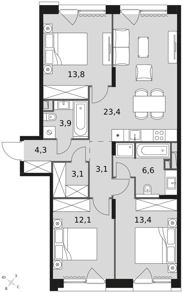 Фото квартиры по адресу Москва, Снежная улица, влд22к3 