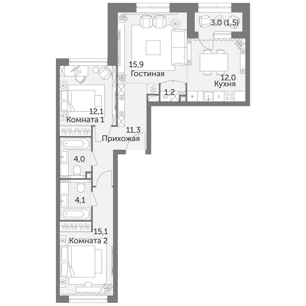 Фото квартиры по адресу Москва, Вильгельма Пика улица, д.1 