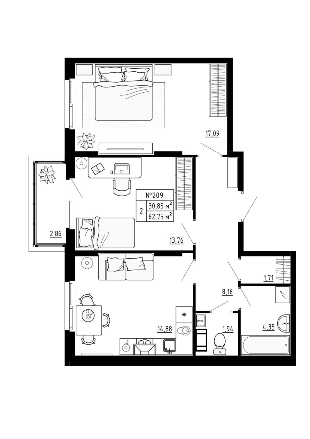 Фото квартиры по адресу Ленинградская обл, Ломоносовский р-н, Аннино п, Якова Золина ул, д. 30