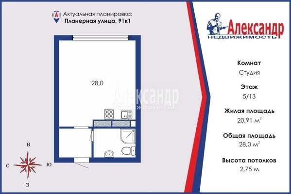 Объект по адресу Санкт-Петербург г, Планерная ул, д. 91к1