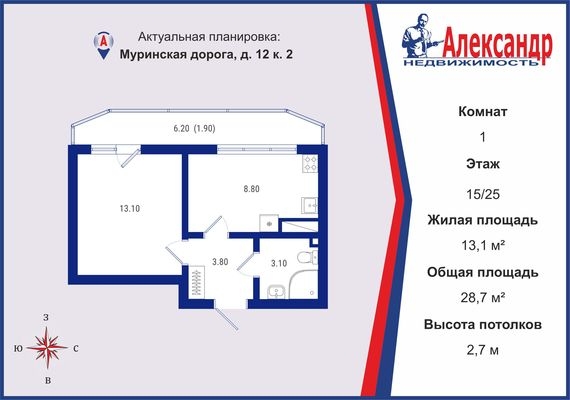 Объект по адресу Санкт-Петербург г, Муринская дор, д. 12к2