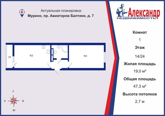 Объект по адресу Ленинградская обл, Всеволожский р-н, Авиаторов Балтики пр-кт, д. 7