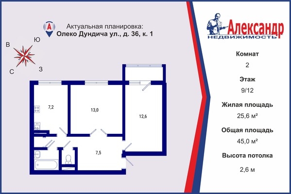 Объект по адресу Санкт-Петербург г, Олеко Дундича ул, д. 36к1