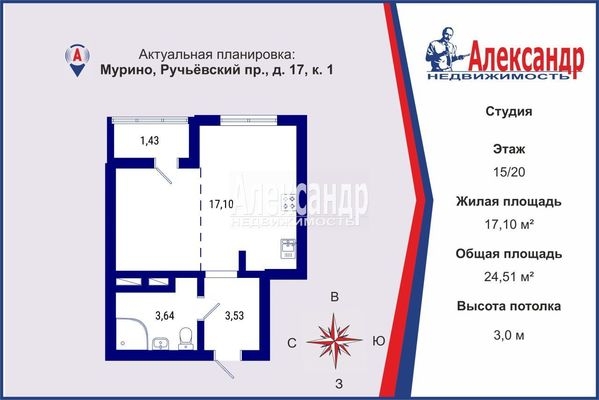 Объект по адресу Ленинградская обл, Всеволожский р-н, Ручьевский пр-кт, д. 17к1