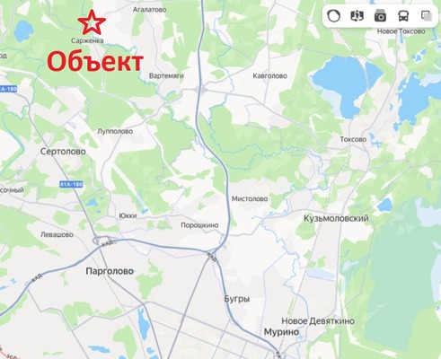 Объект по адресу Ленинградская обл, Всеволожский р-н, Сарженка д, Агалатовское ш