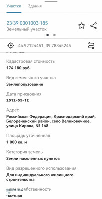 Объект по адресу Краснодарский край, Белореченский р-н, Великовечное с, Кирова ул, д. 148