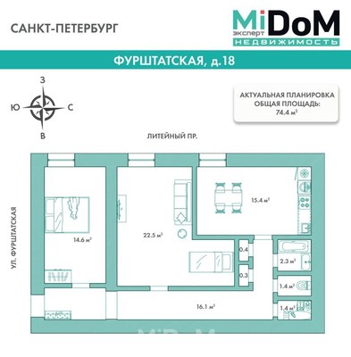 Фото квартиры по адресу Санкт-Петербург г, Фурштатская ул, д. 18