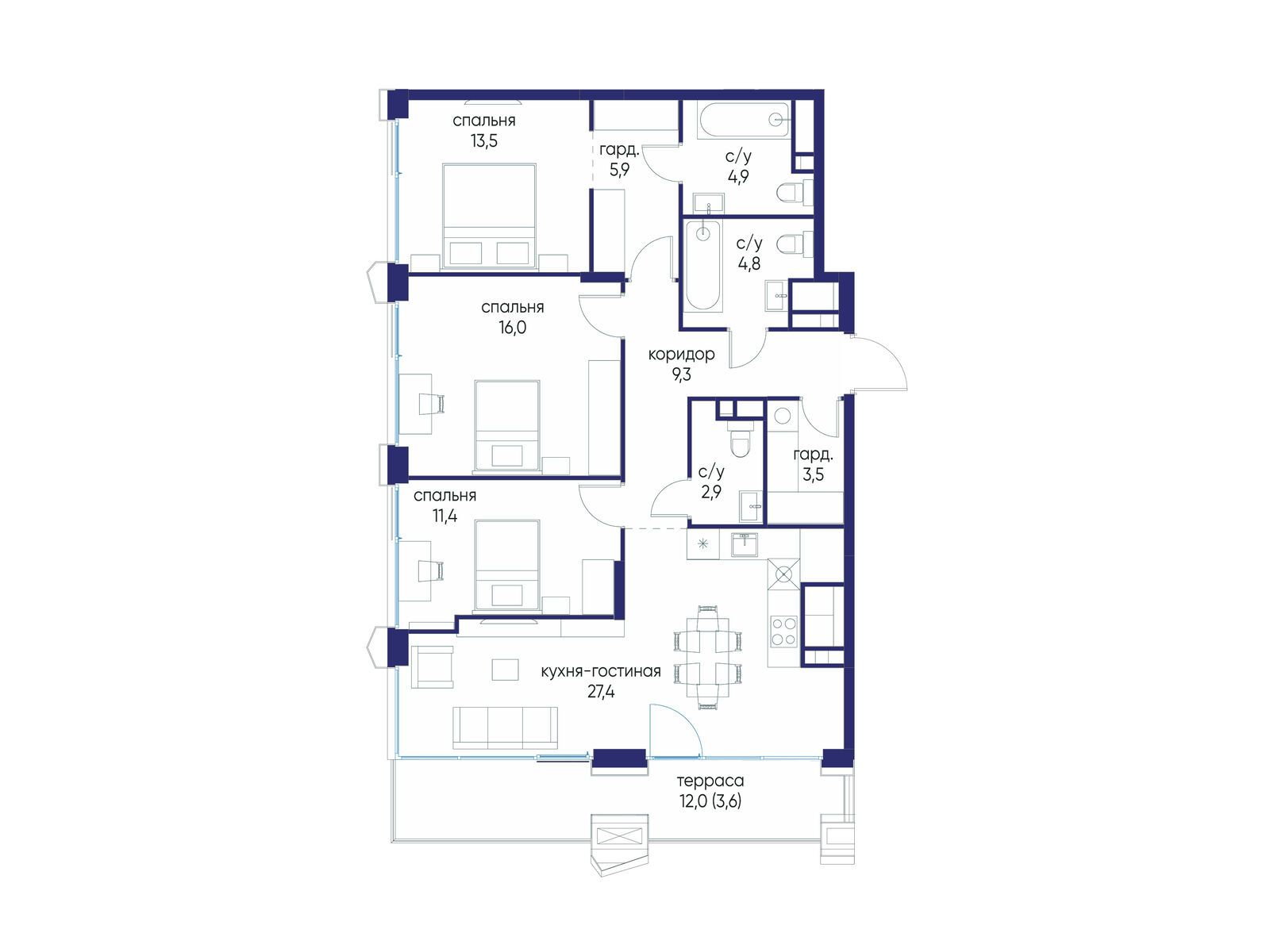 Фото квартиры по адресу Москва, ул. Нижние Мнёвники, земельный участок 62В, корпус 6 