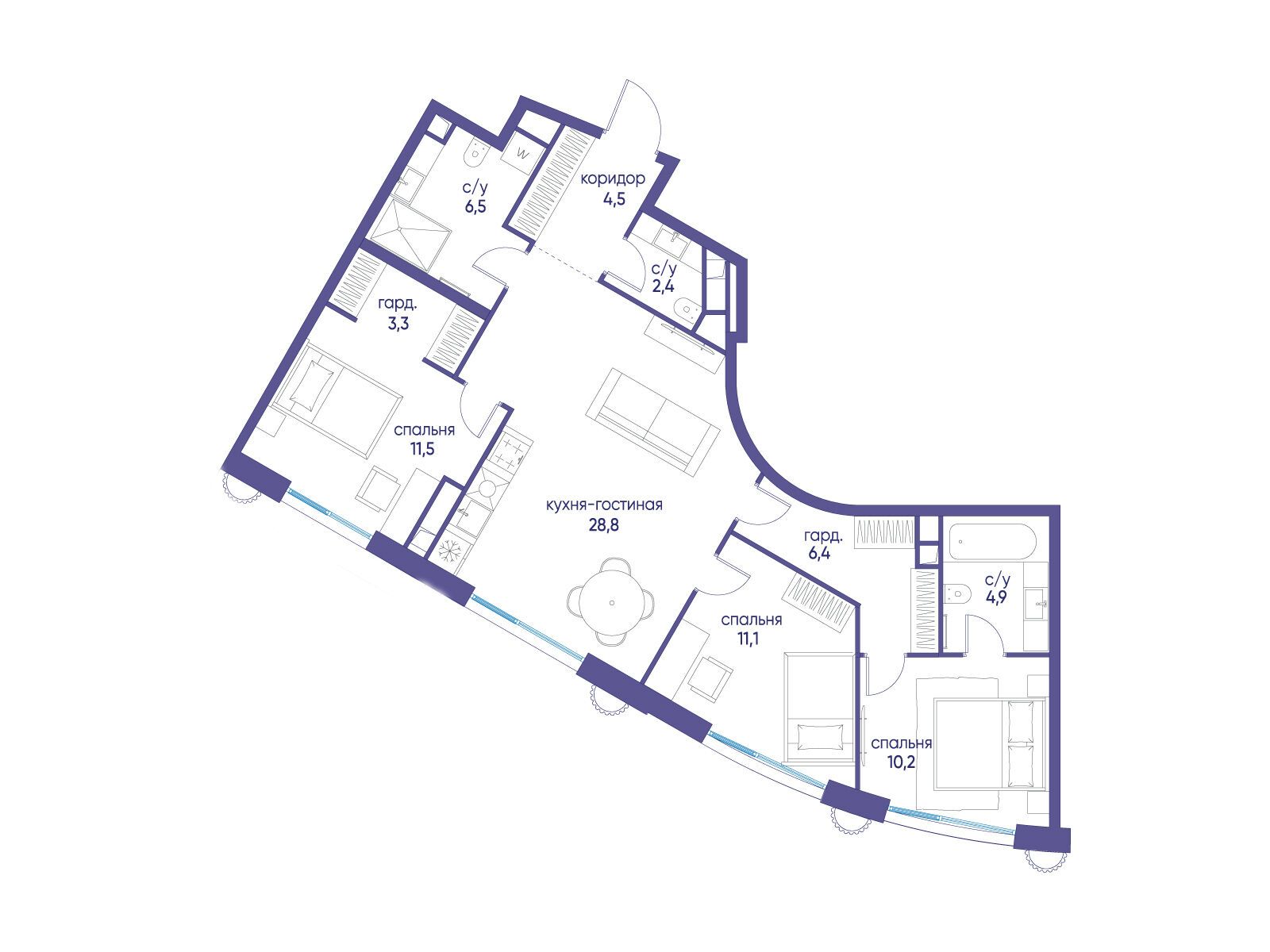 Фото квартиры по адресу Москва, улица Нижние Мнёвники, ЖК «Остров», 7-й квартал, к7 