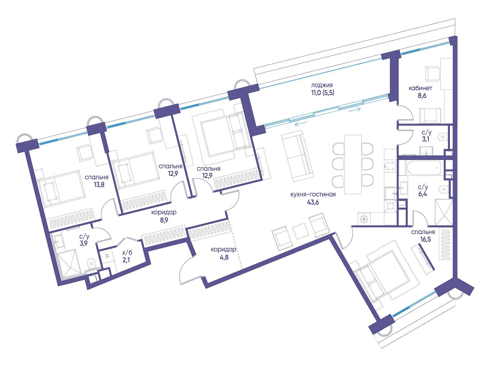 Фото квартиры по адресу Москва, улица Нижние Мнёвники, ЖК «Остров», 7-й квартал, к7 