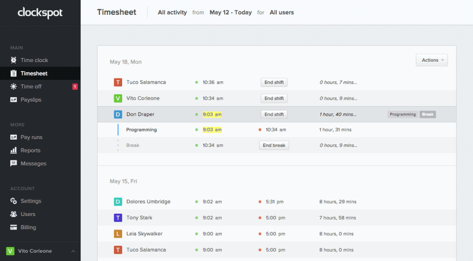 Clockspot характеристики