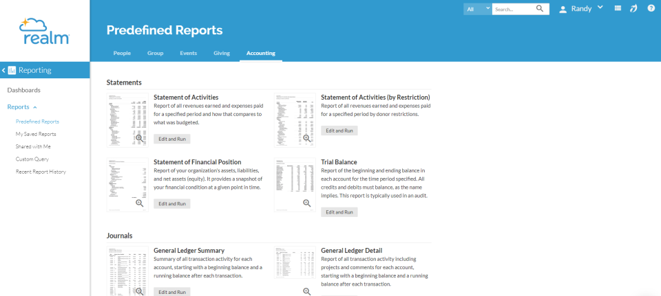 Realm Accounting характеристики