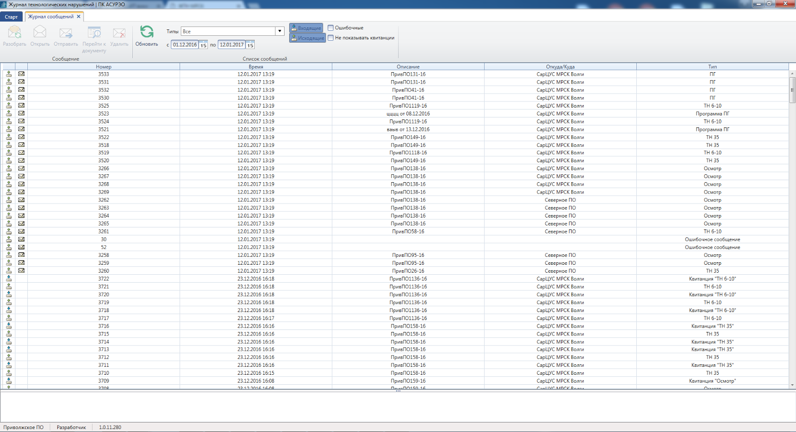 АСУРЭО Оперативный журнал