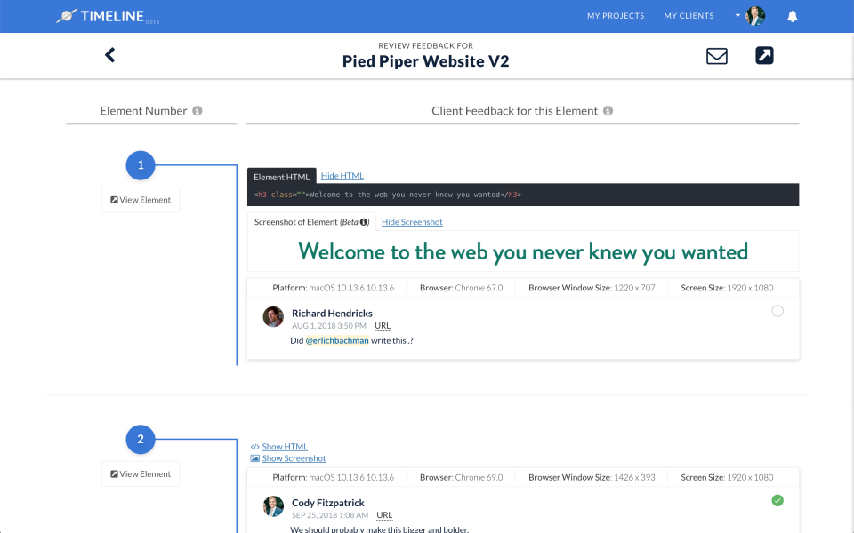 Timeline сравнение