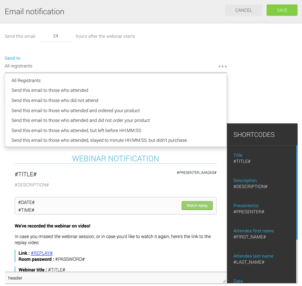 WebinarJam характеристики