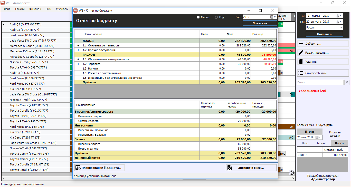 WS. Автопрокат программа