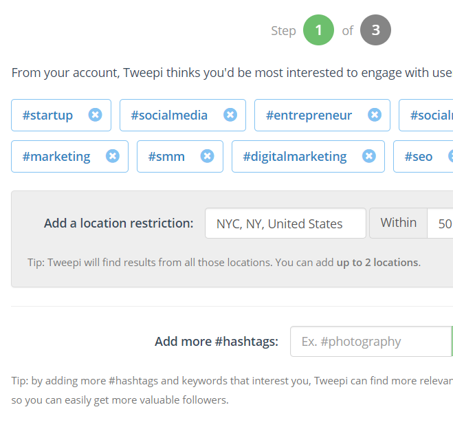 Tweepi характеристики