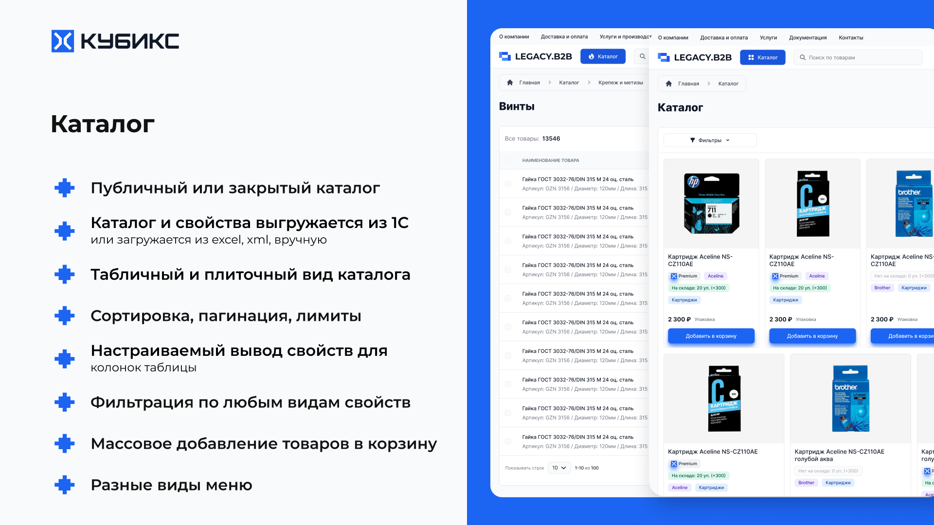 КУБИКС характеристики