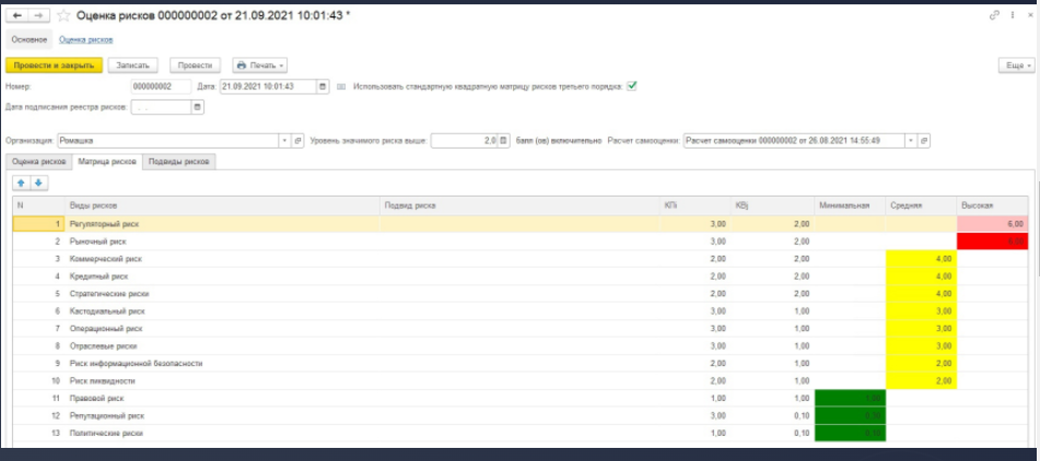 Таб: Учет рисковых событий GRC программа