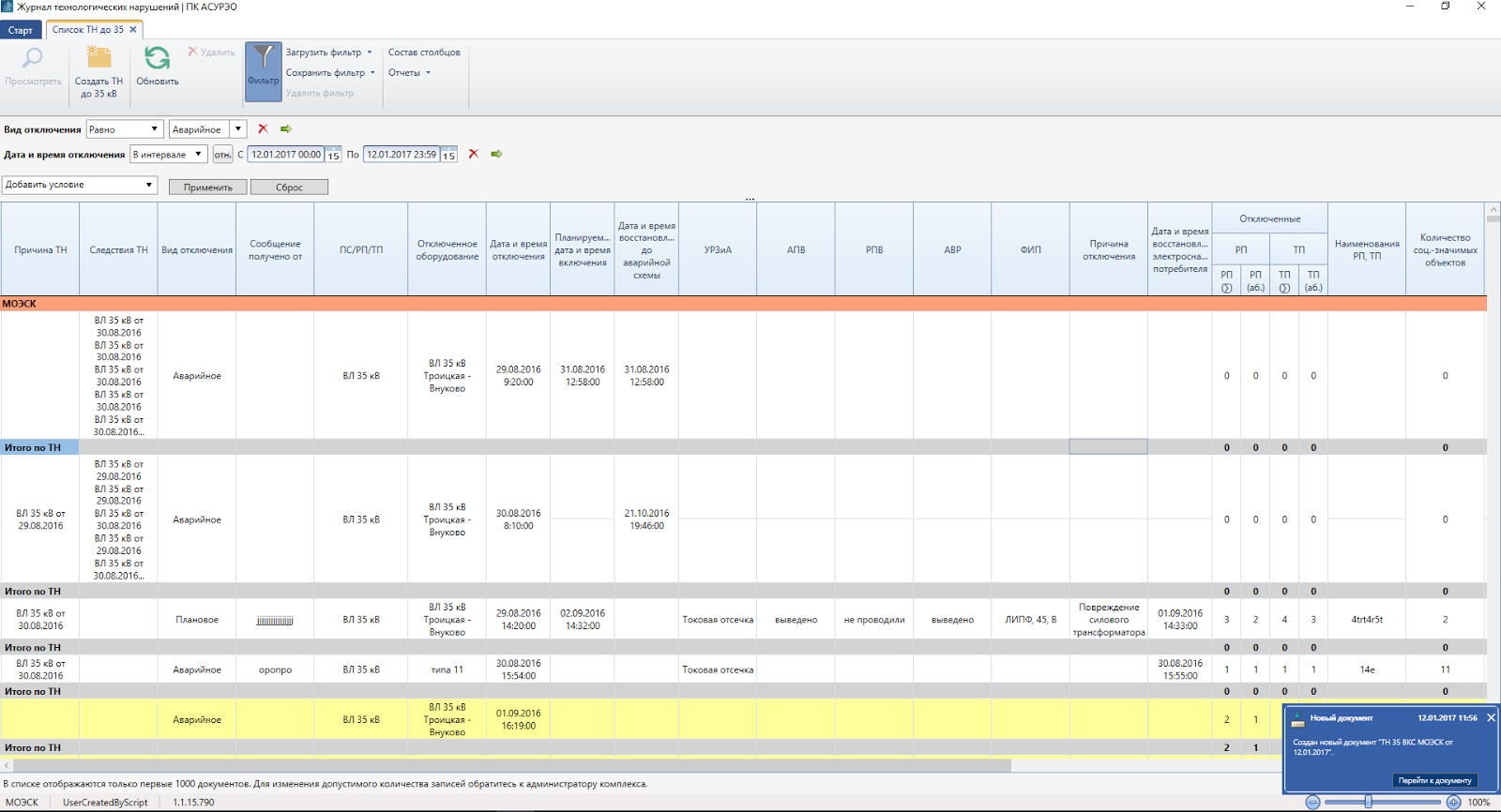 АСУРЭО Оперативный журнал
