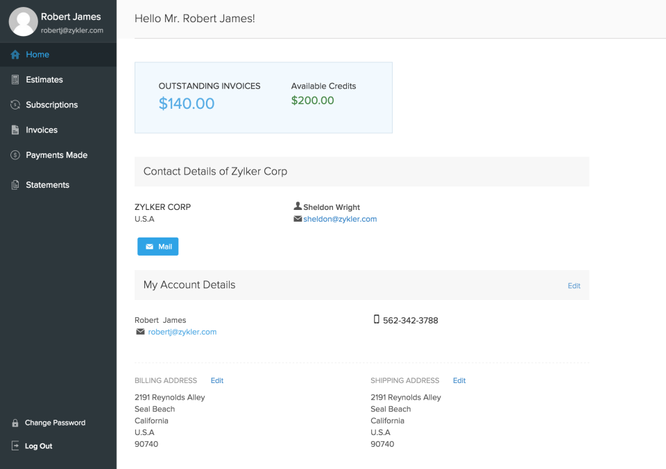 Zoho Subscriptions ПО