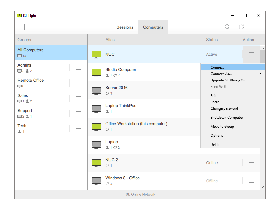 ISL Light Remote Desktop характеристики