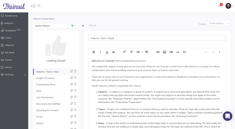 Trainual характеристики