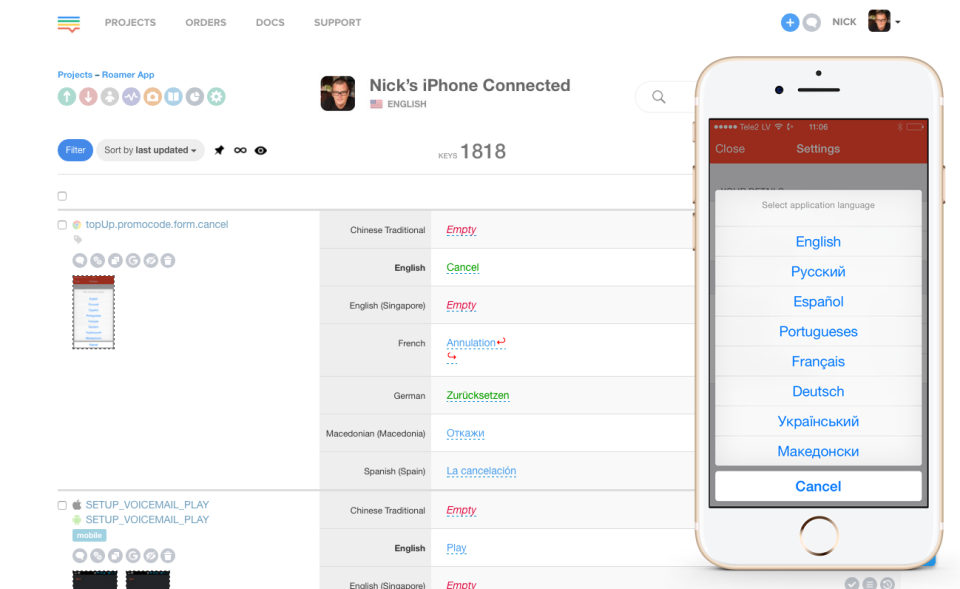 Lokalise характеристики