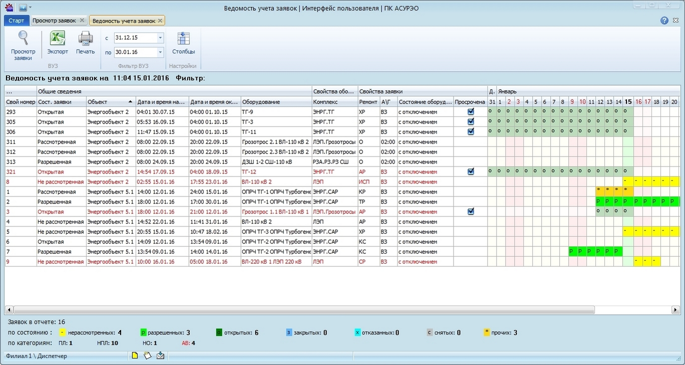 АСУРЭО Оперативные заявки 