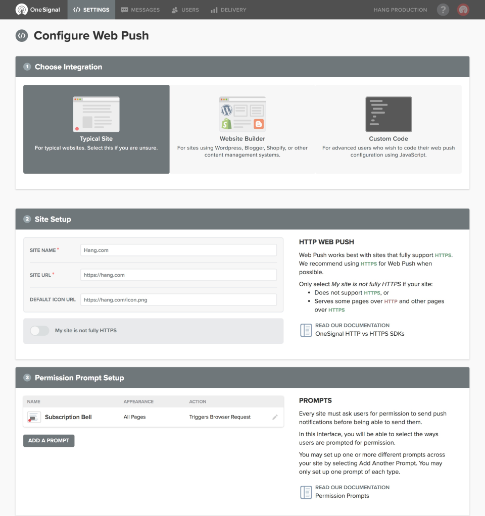 OneSignal характеристики