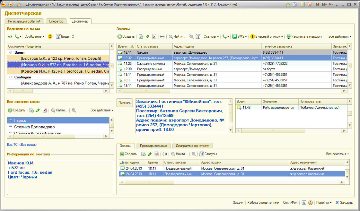 1С-Рарус:Такси характеристики