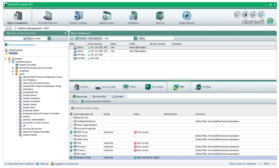 Clearswift Endpoint Data Loss Prevention программа