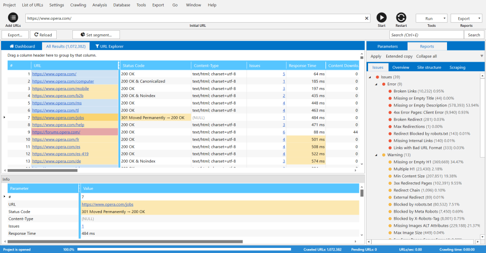 Netpeak Spider характеристики