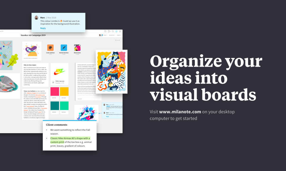 Milanote характеристики