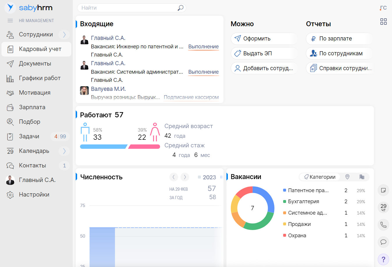 Saby HRM — Управление персоналом
