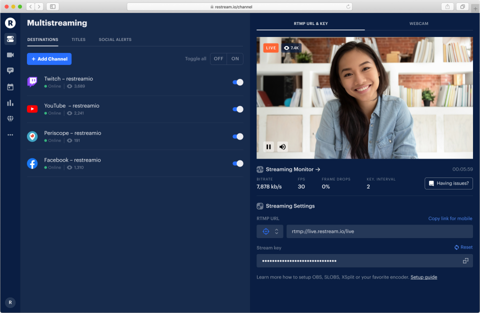 Restream характеристики