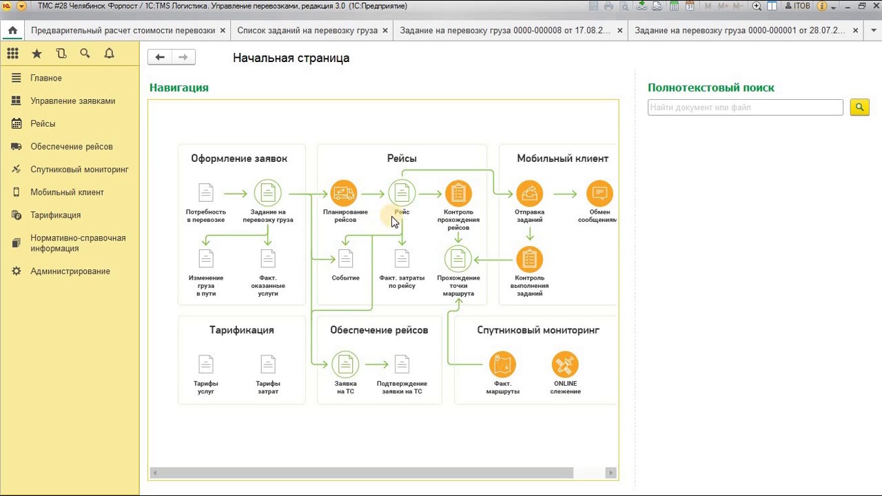 1C:TMS Логистика программа