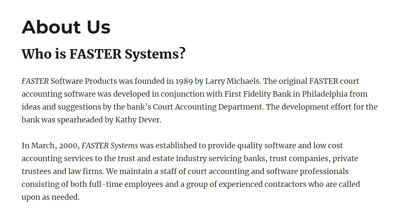 FASTER Systems программа