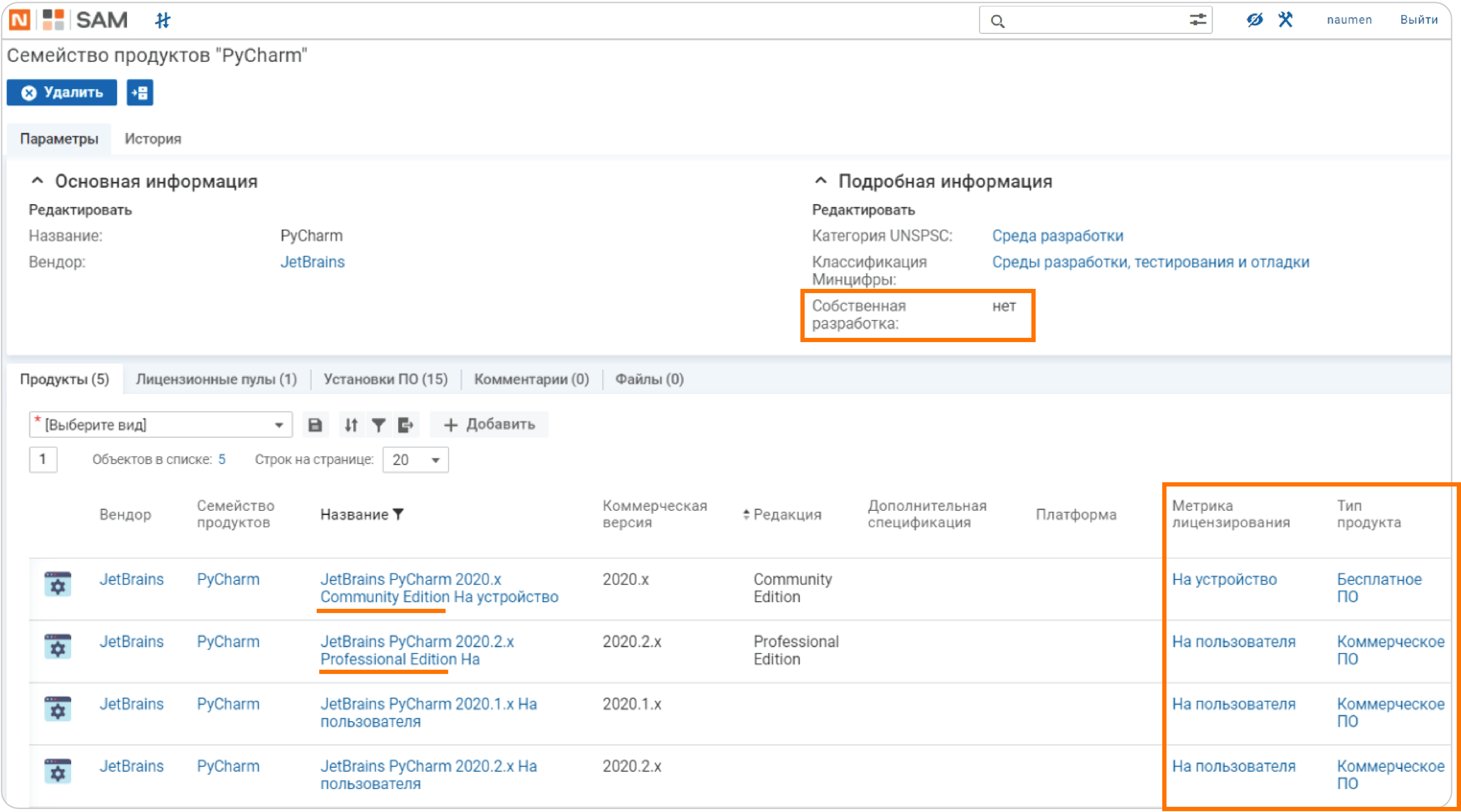 Naumen SAM (Software Asset Management)